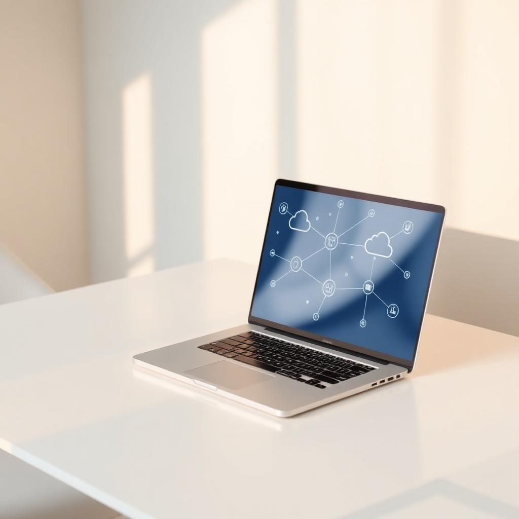 Bright workspace with a laptop, tablet and phone suggesting connected productivity